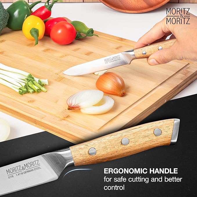Professional Kitchen Knife 5 inches - All-Purpose Chef's Knife for Meat, Vegetables & More - Cooks Knife with Ergonomic Acacia Wood Handle - German Knife Steel