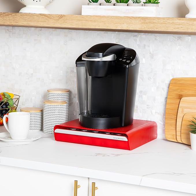 Mind Reader Single Serve Coffee Pod Drawer, 36 Pod Capacity, Countertop Organizer, 13.25"L x 12.75"W x 2.75"H, Red