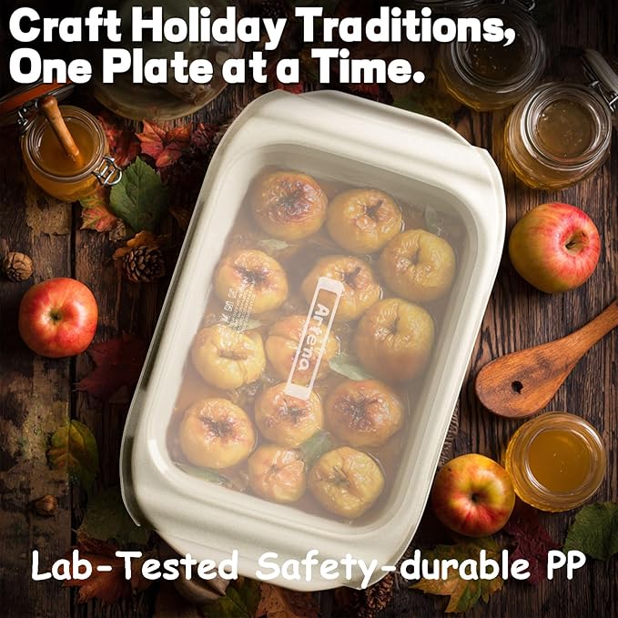 Artena Baking Dish 5.1 Quarts, Casserole Dishes For Oven, Baking Pan With Handles, Lasagna Pan Deep, Large Casserole Dish, Rectangular White Ceramic Bakeware (Baking Dish With Lids)