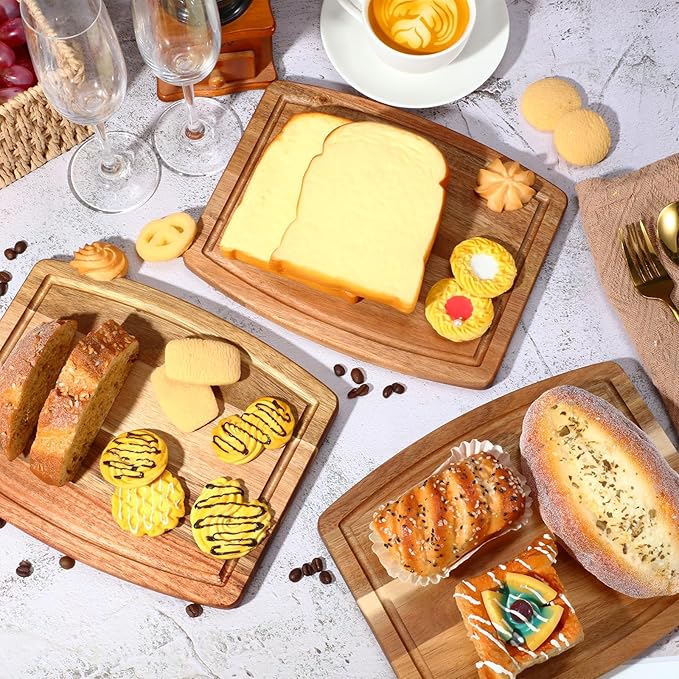 Kigley 20 Pcs Acacia Wood Cutting Boards Bulk for Laser Engraving Wooden Dinner Plates with Groove Chopping Charcuterie Board Carving Tray for Housewarming Party Gifts (8 x 10 Inch)