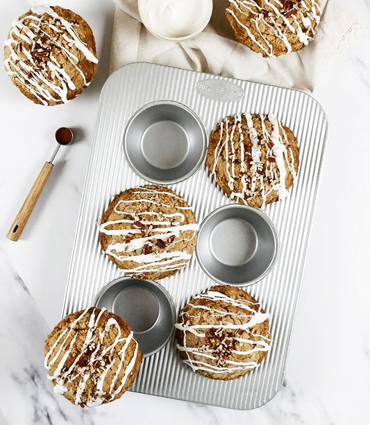USA Pan Jumbo Texas Muffin Pan, 6 Well, Nonstick & Quick Release Coating, Aluminized Steel