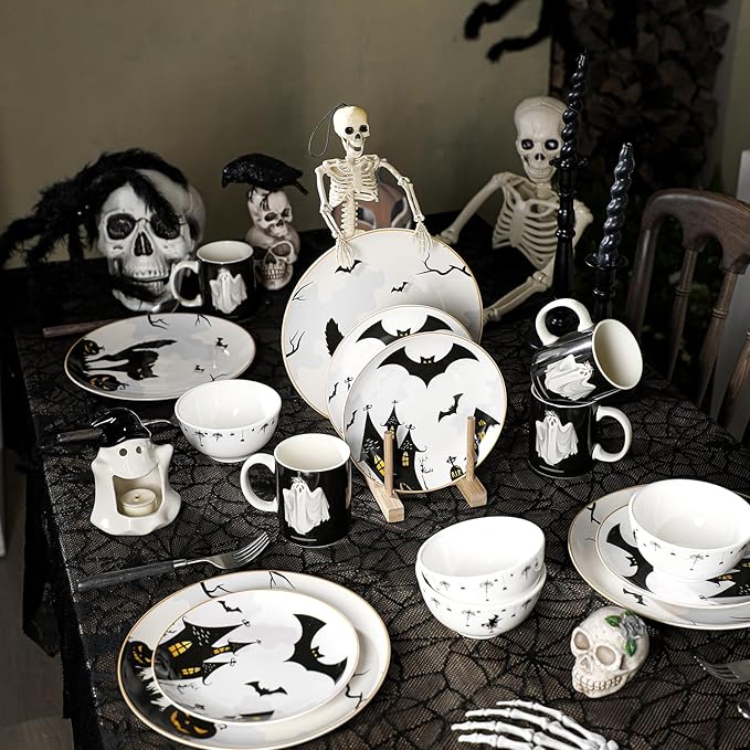 16 Pcs Halloween Dishes Dinnerware Set Serve 4