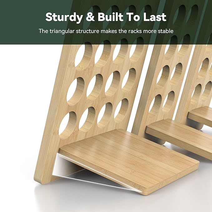 Bamboo K-Cup Holder Display Set of 3 – 44 Cup Capacity Coffee Pod Organizer Stand for Keurig, No Assembly Required, Stylish Kitchen Counter Coffee Station Organizer for Home & Office