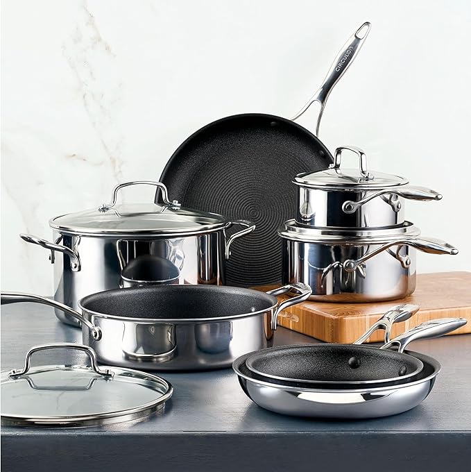 Circulon C1 Series Stainless Steel Nonstick Cookware Set - 11-Piece – Induction Pots & Pans Set with ScratchDefense, Metal Utensil Safe