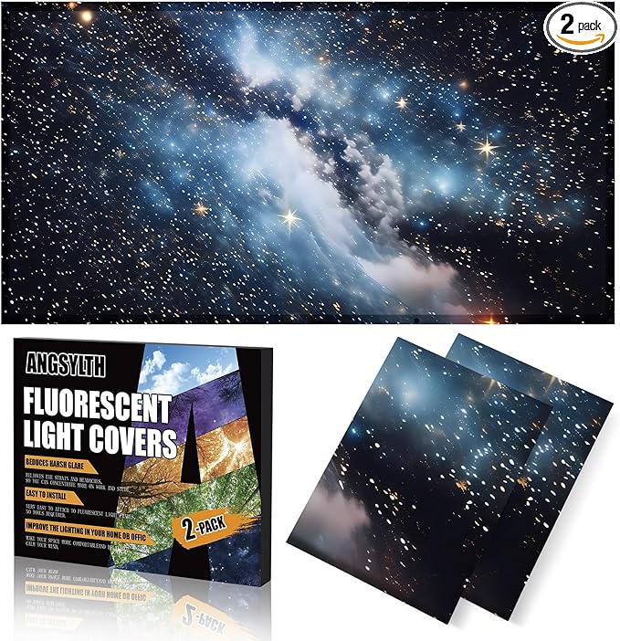 2 Pcs Fluorescent Light Covers - 4 x 2 Feet Covers for Ceiling Lights, Magnetic Light Filters for Classroom, Office, Hospitals, Home