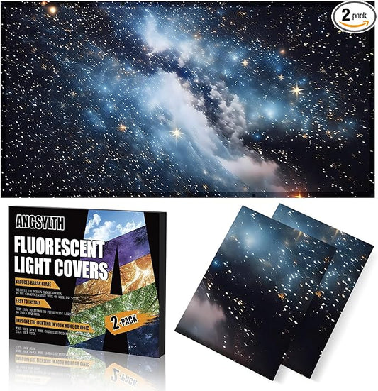 2 Pcs Fluorescent Light Covers - 4 x 2 Feet Covers for Ceiling Lights, Magnetic Light Filters for Classroom, Office, Hospitals, Home
