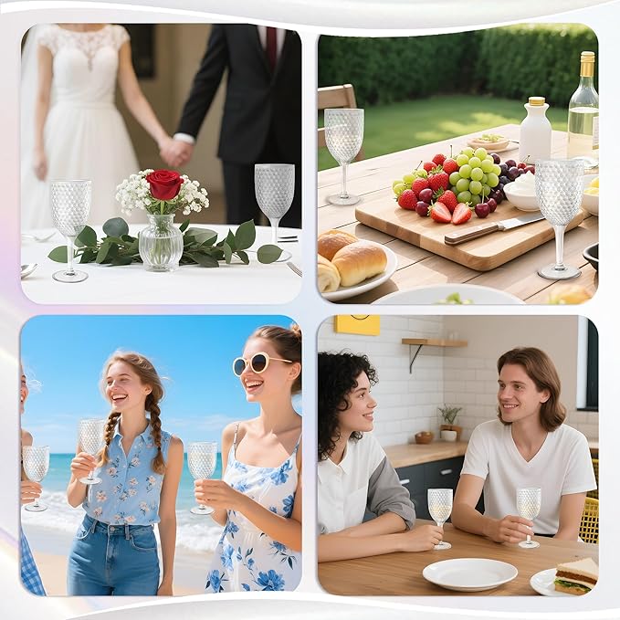 12PCS Plastic Wine Glasses 13oz,Acrylic Goblets Toasting Glassware,Unbreakable Cups Drinking Glasses for Bar Party,Wedding