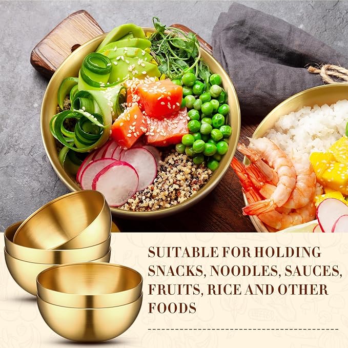 Nuogo 10 Pcs Stainless Steel Mixing Bowls Decorative Esthetician Bowls for Thanksgiving Christmas First Holy Communion Wedding Baking Prepping Serving Facial Salad Fruit Candy(9.8 Inch,Gold)