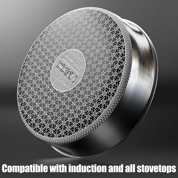 5 Qt Saute Pan with Lid, 10-inch 5 Ply Stainless Steel Pan with Lid, Non Stick Frying Pans, Cooking Pot Deep Frying Pan Non-Toxic, For Induction, Oven, Dishwasher Safe