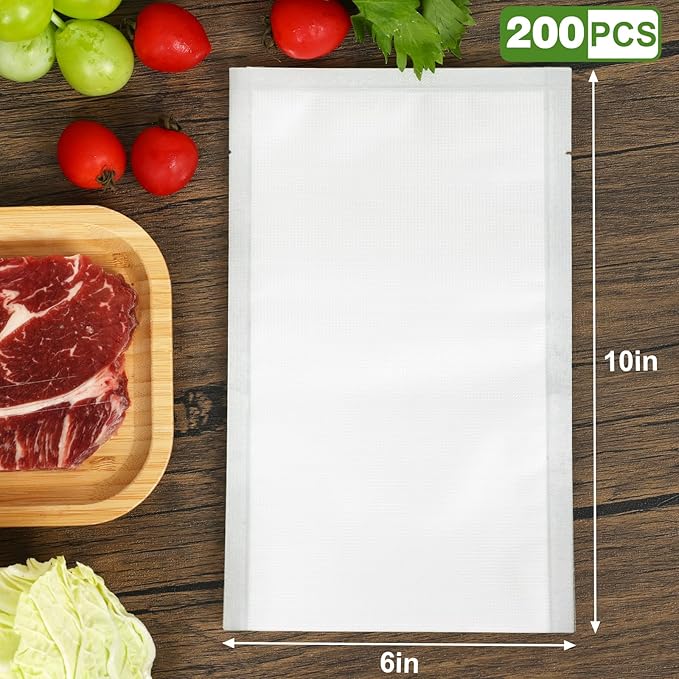 [2025 Upgraded] Moretoes 100pcs Vacuum Sealer Bags, Pint 6" x 10", BPA Free, Pre-cut Commercial Grade Vac Seal Meal Bags for Food Saver Storage, Meal Prep or Sous Vide