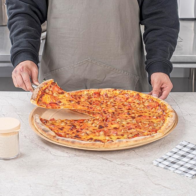 Restaurantware-Eco Pie 18 Inch Paper Pizza Trays, 50 Round Pizza Pans - Oven-Ready, Microwavable, Kraft Paper Pan For Large-Sized Pizzas, For Baking, Cooking, Bread, Meat, Or Pies