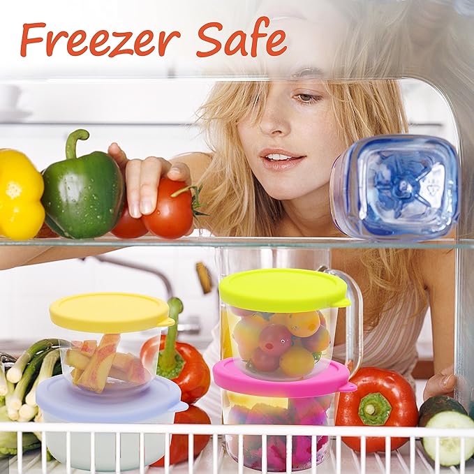 2 Cup Silicone Replacement Lids Storage Cover for Pyrex 7200-PC Glass Bowls (Container not Included) 4 Pack Microwave, Dishwasher and Freezer Safe