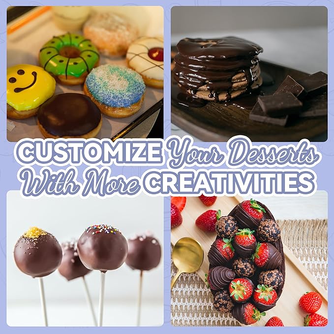 Candy and Chocolate Melting Pot with 2 Pots, Mini Electric Fondue Pot, Melts Candy Chocolate in a Couple of Minutes, Ideal for Cake Pops Cookies Cakes, 2.5 Cups, Aqua