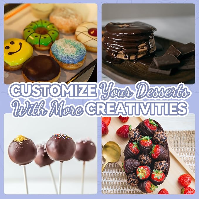 Candy and Chocolate Melting Pot with 2 Pots, Melts Candy Chocolate in a Couple of Minutes, Ideal for Cake Pops Cookies Cakes, 2.5 Cups, Pink