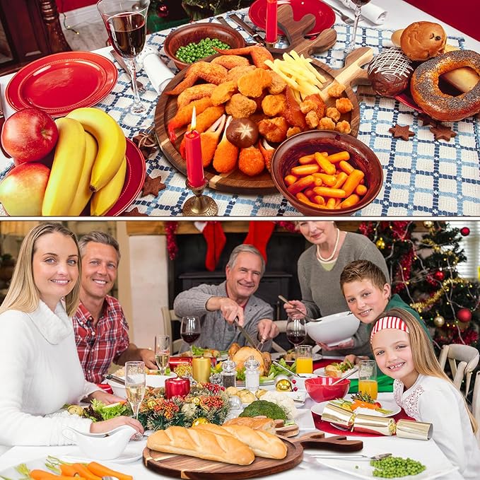 12 Pcs Christmas Appetizer Platter 12 Inch Cutting Board Acacia Serving Trays Wood Charcuterie Board Tray Snack Dessert Candy Dish Plate for Kitchen Gifts (Deer Antler)