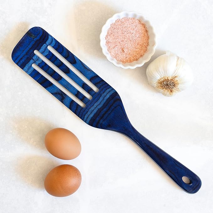 Baltique Malta Collection 13" Wooden Spurtle Spatula – Colorful Birch Wood Cooking Utensil, Nonstick Safe, Versatile Stirring & Serving Tool