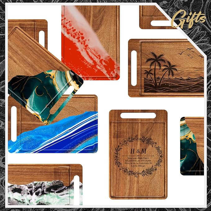 Nuenen 30 Pcs Bulk Wood Cutting Board with Handle 12 x 7.8 Inch Acacia Bamboo Wooden Kitchen Serving Chopping Boards for Pizza, Bread, Charcuterie, Fruit, Vegetables (Acacia)