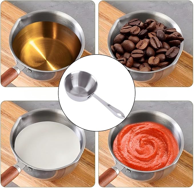 Stainless Steel Butter Warmer, Milk Warmer Pot with Pour Spouts Mini Chocolate Melting Pot for Coffee Tea Soup Warming