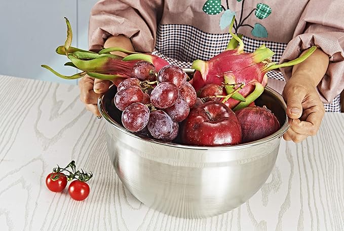 Stainless Steel Mixing Bowl for Baking Cooking and Food Storage Metal Kitchen Aid Mixing Bowls 5 Quart