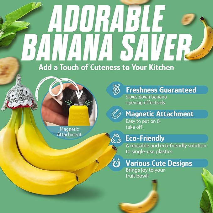 NANA HATS Banana Keeper for Freshness, Banana Cap & Covers, Organic Bananas Storage Solution, Keep Bananas Fresh Longer, Silicone Protector Case for Lunch Box or Kitchen Use, Santa