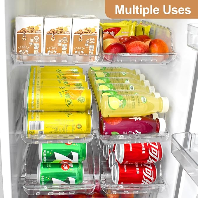 Soda Can Organizer, Width Expandable Soda Can Dispenser for Refrigerator, Pantry, Maximum Holds 18 Cans Each, BPA-Free, Clear Design Refrigerator Organizers and Storage Can Holders, 2packs