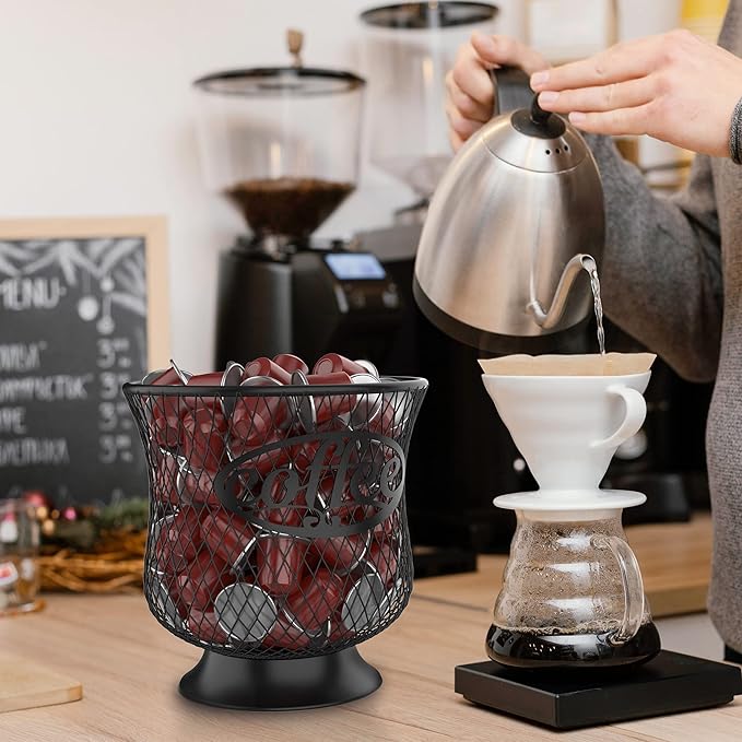 Coffee Pod Holder, Small K Cup Organizer, K Cup Storage for Keuring Espresso Capsule Coffee Creamer, Easy to Refill and Organize for Cafe Bar, Coffee Bar Decor