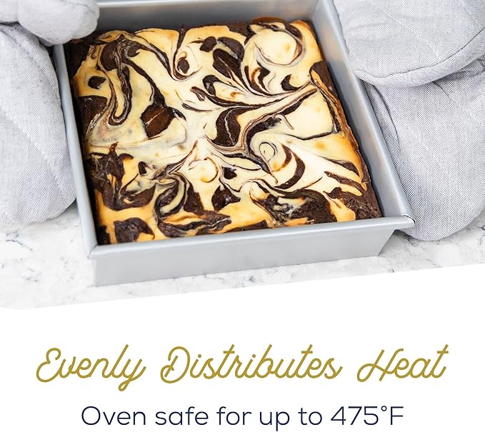 Ultra Cuisine Square Cake Pan - Non-Stick Steel Stick - Easy Release - Durable Baking Tool - Ideal for Brownies - Loaves - Aluminized Steel - Square Baking Pan - Excellent Brownie Pan - 7x7 Cake Pan