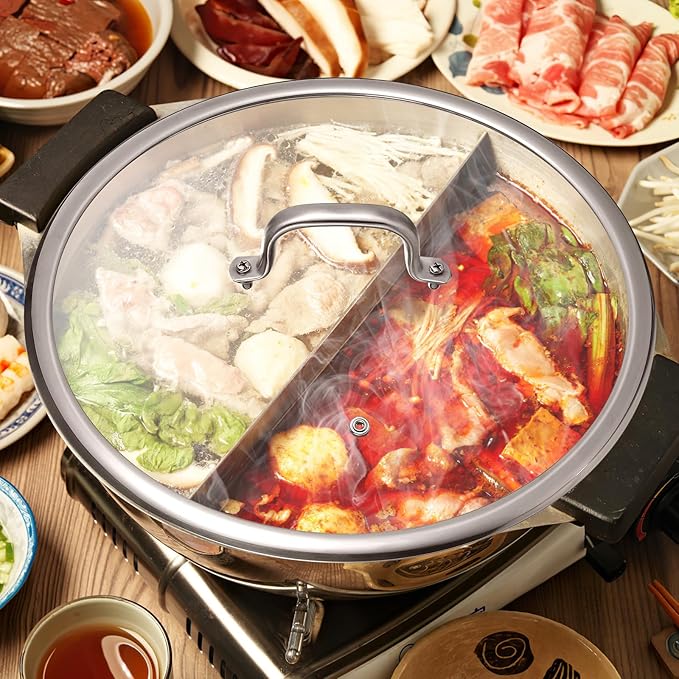 Luxshiny 13-Inch Tempered Glass Pot Lid with Handle - Universal for Frying Pans, Cast Iron Skillets, and Pots - Heat-Resistant Glass with Stainless Steel Edges for Clear Cooking Visibility