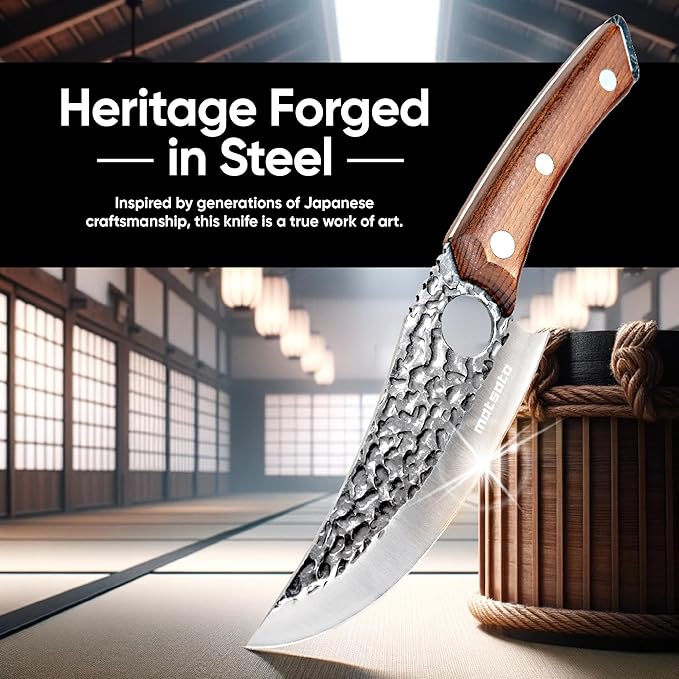 Chef Knife - Perfect Kitchen Knive for Cooking, Chopping. Japanese Steel Knife for Home, BBQ. For Balance & Control, 6.3 Inch