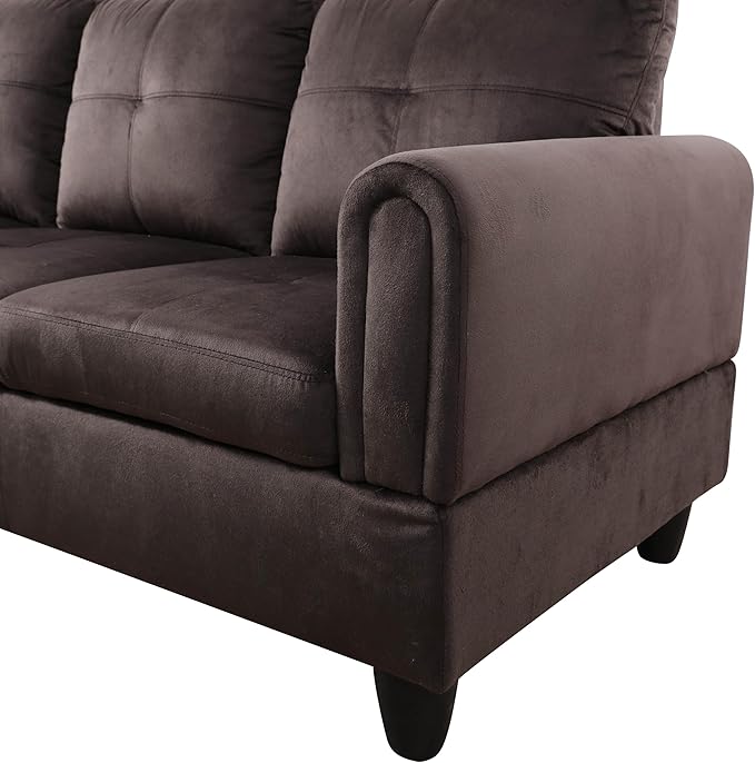 NicBex L Shaped Couch Sectional Couches for Living Room 2 Pieces Modern Sectional Sofa with Left Chaise Sectional Couch with Solid Frame for Living Room, Flannel, Dark Brown