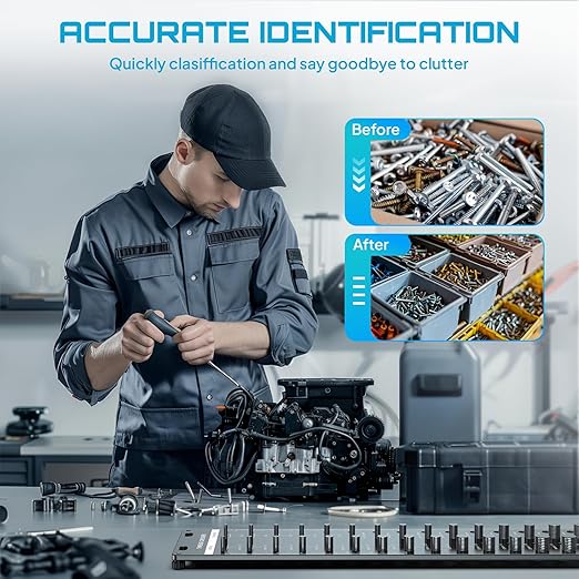 SEESII 34 Thread Checker, Nut and Bolt Thread Identifier Gauge: Precision Engineered with 15 Metric, 19 Standard & 8 Drill Sizes for Accurate Measurement - Bolt Size Finder Tool for DIY Enthusiasts