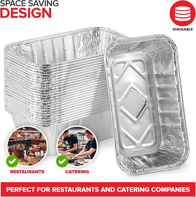 Stock Your Home Aluminum Pans Mini Loaf Pans (50 Pack) 1 Lb Aluminum Foil Tin Pans, Small Loaf Pans – 1 Pound Disposable Baking Pans Perfect for Baking Cakes, Bread Loaves - 6 x 3.5 x 2