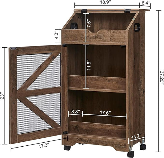 Potato and Onion Storage Bin, Wood Bread Box with Lid, Movable Fruit and Vegetable Organizer for Pantry, Kitchen