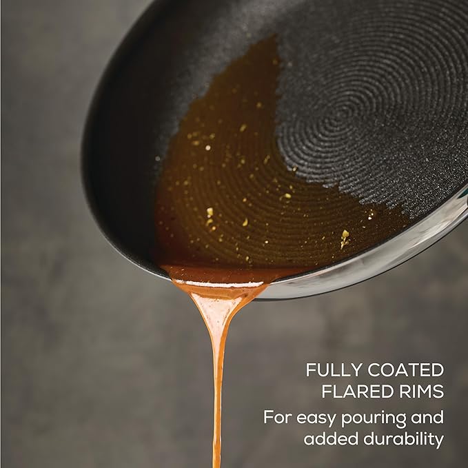 Circulon C1 Series Clad Stainless Steel with ScratchDefense Technology Cookware Nonstick Induction Frying Pans/Skillets with Lids, Metal Utensil Safe, 6 Piece Set - Polished Stainless Steel