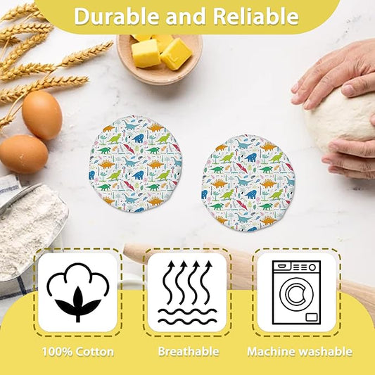 Sourdough Starter Jar Covers,5-Pack Reusable Cartoon Dinosaur Dino Cloth Lids for 3-4 Inch Jars,Ideal for Kombucha Kefir or Cheese Fermentation