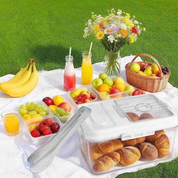 Bread Box For Kitchen Countertop With Bread Clip, Airtight Bread Storage Container, Time Recording Bread Keeper with Lid For Homemade Breads, Toast, And Cookies, White Bread Holder.