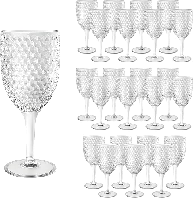 24PCS Plastic Wine Glasses 13oz,Acrylic Goblets Toasting Glassware,Unbreakable Cups Drinking Glasses for Bar Party,Wedding