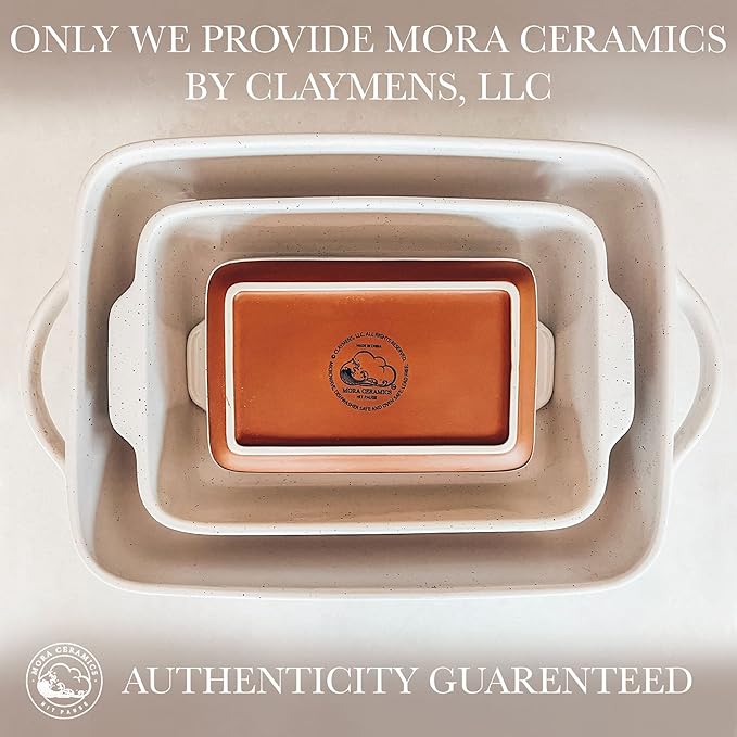 Mora 7x11in & Loaf Baking Dishes - Porcelain Casserole & Bakeware, Oven-to-Table, Freezer Safe - Set of 2, White