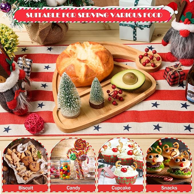 AWIZOM Christmas Hat Wooden Serving Tray Christmas Bamboo Platter Santa Hat Shape Wooden Charcuterie Board Wood Snack Dish Plate for Xmas Holiday Housewarming Present,14.17x10.79x0.59 Inch