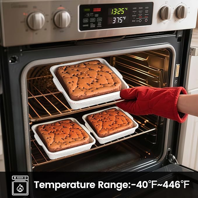 Vinino 8 inch Silicone Square Cake Pan with Metal Reinforced Frame Set of 2, Nonstick Silicone Brownie Pans BPA Free Suitable for Making Cakes, Brownies, Bread