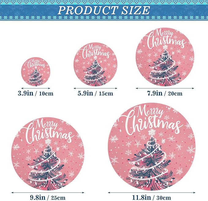 5 Pcs Bowl Covers Reusable in 5 Size Elastic Food Cover Cloth Lids Fresh Keeping Dish Cookware Bakeware Fabric Covers Lids for Food Leftovers Fruits Storage Pink Christmas Tree