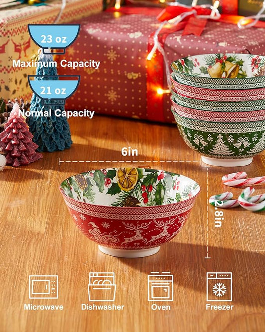 Christmas Ceramic Bowls, 23 Oz