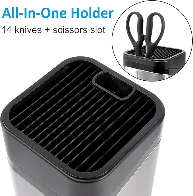 RedCall Kitchen Knife Holder,Stainless Steel Universal Knife Block for Kitchen Counter,Space-Saving Knife Storage Organizer Countertop,Knife Block Holder without Knives (Black)