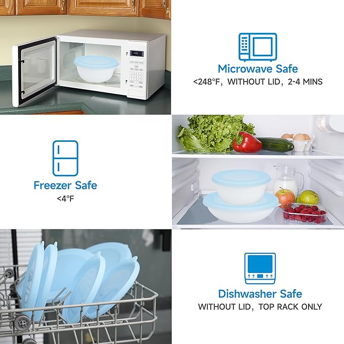 2 Pack Silicone Lids for Corelle 30-Oz Versa Bowls, Freezer & Microwave & Dishwasher Safe (Bowl not included)