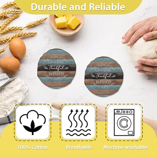 Sourdough Starter Jar Covers,5-Pack Reusable Thankful Grateful Blessed Cloth Lids for 3-4 Inch Jars,Ideal for Kombucha Kefir or Cheese Fermentation