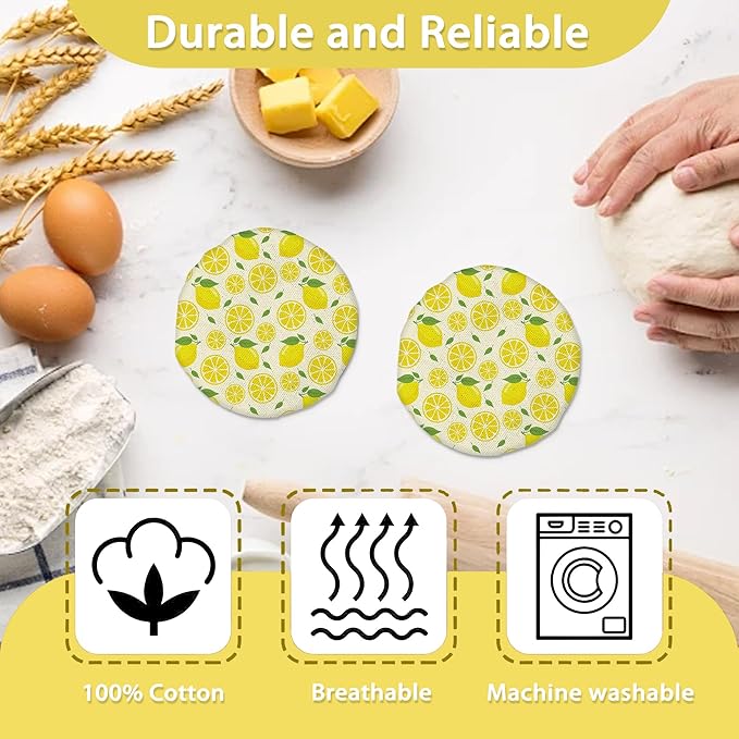 Lemon Yellow Sourdough Starter Jar Covers Reusable,Breathable Fabric Lids for Mason Jars,Wide Mouth and Regular Mouth(5 Pack)