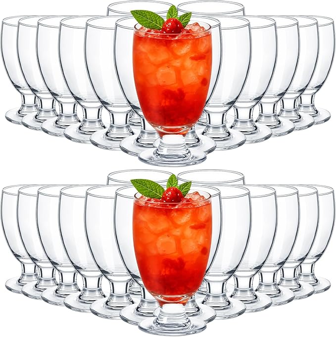 Patelai Set of 30 Clear Glasses 10.5 oz Water Goblet Glass Stemmed Water Glasses for Juice Wine Beer Tea Milk Cold Beverages Drinks Dishwasher Safe