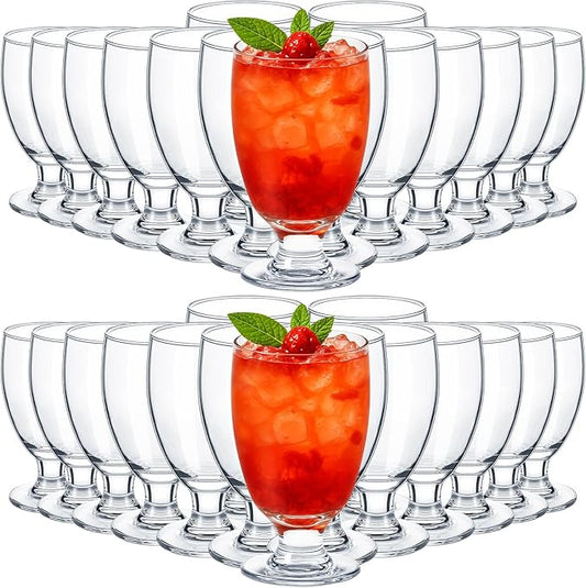 Patelai Set of 30 Clear Glasses 10.5 oz Water Goblet Glass Stemmed Water Glasses for Juice Wine Beer Tea Milk Cold Beverages Drinks Dishwasher Safe