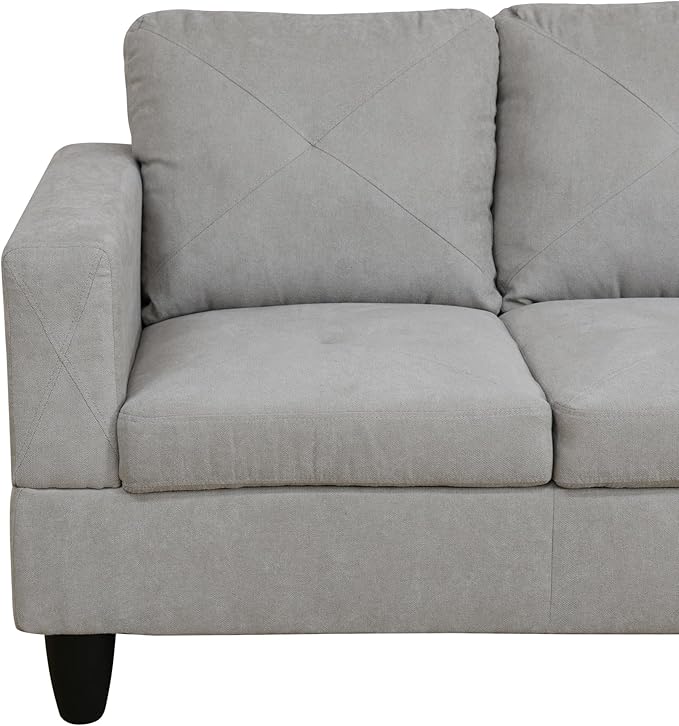 NicBex L Shaped Couch Sectional Couches for Living Room 2 Pieces Modern Sectional Sofa with Right Chaise Sectional Couch with Solid Frame for Living Room, Flannelette, Off-White