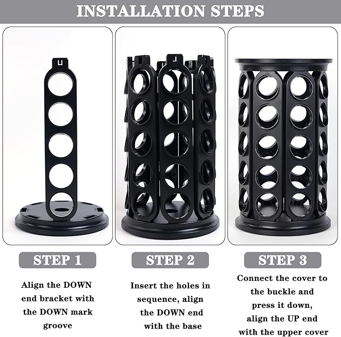 Coffee Pod Holder, Holds 40 K Cup Coffee Capsules, Large Capacity Round Organizer with 360-Degree Rotation, Black